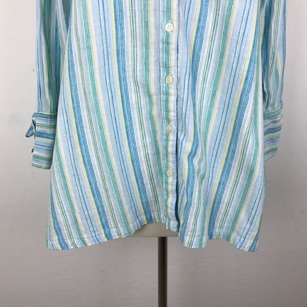 Sympli Striped Color Spring Button Down Blouse Sm - Picture 3 of 7